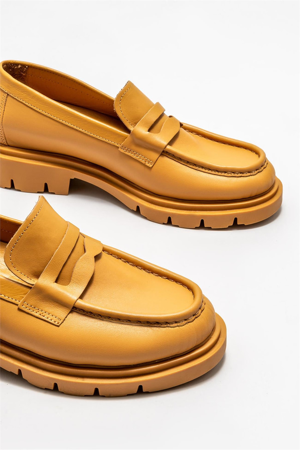 Taba deri kadın loafer - Elle Shoes