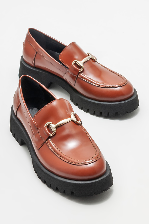 Taba deri kadın loafer - Elle Shoes
