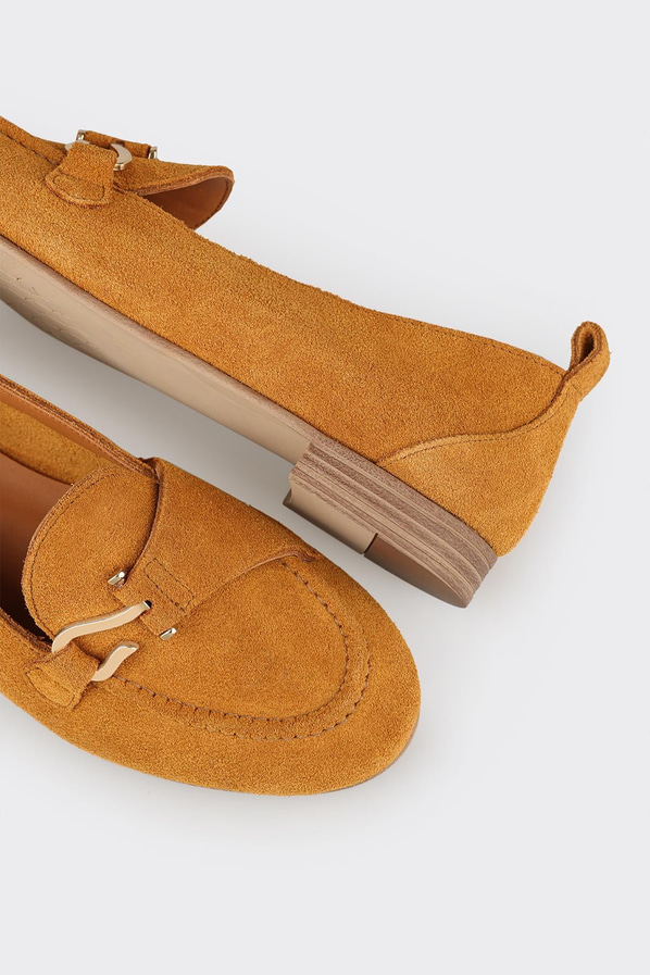 Taba deri kadın loafer, rahat kullanım için - Elle Shoes