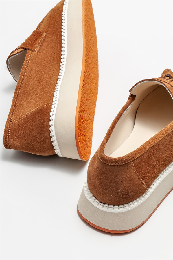 Taba deri kadın loafer - Elle Shoes