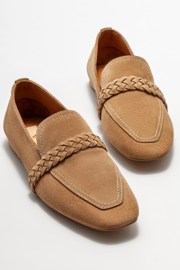 Taba deri kadın loafer - Elle Shoes