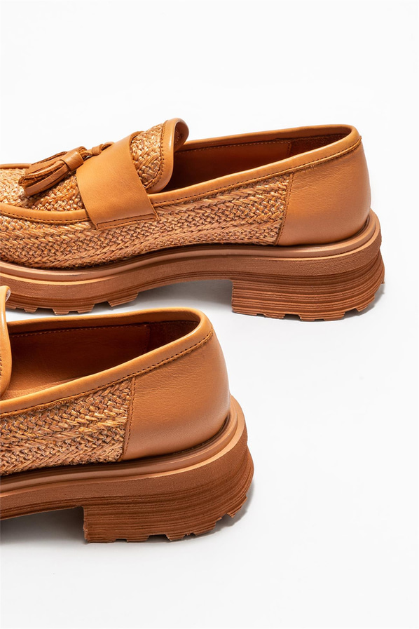 Taba deri kadın loafer - Elle Shoes