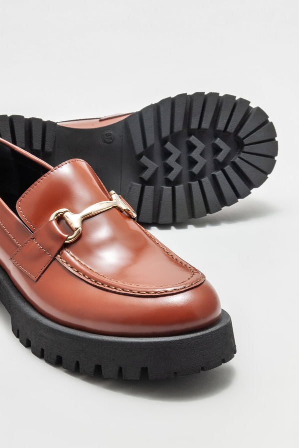 Taba deri kadın loafer - Elle Shoes