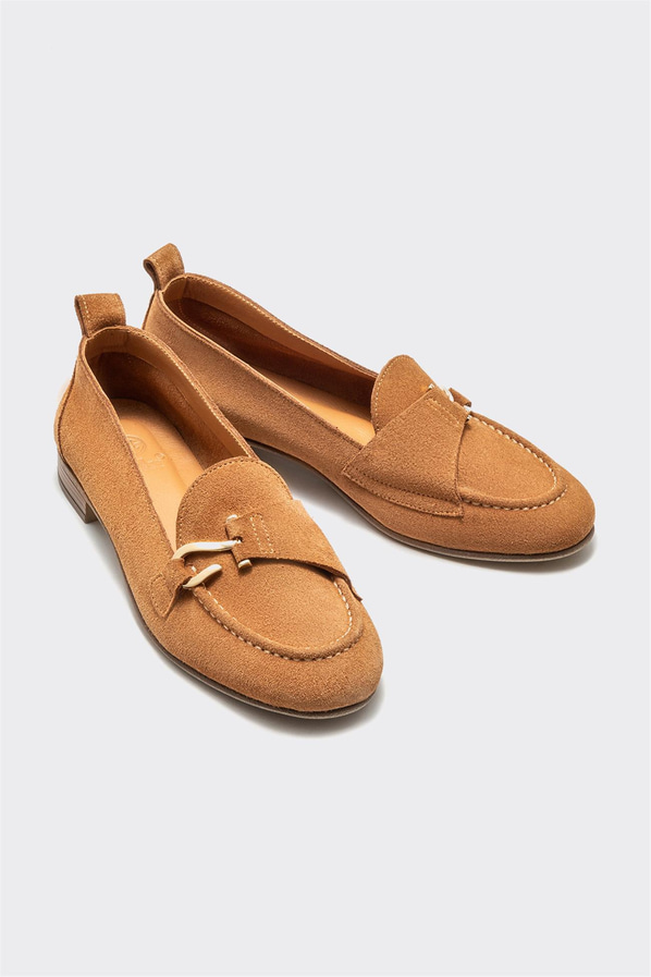 Taba deri kadın loafer - Elle Shoes