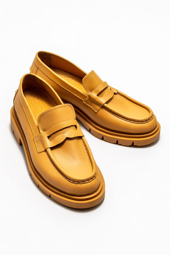 Taba deri kadın loafer - Elle Shoes