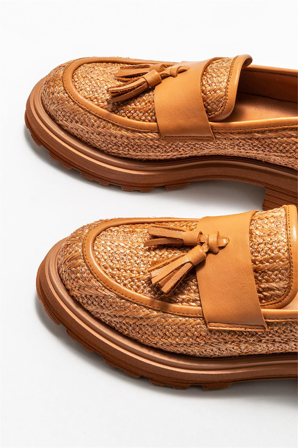 Taba deri kadın loafer - Elle Shoes