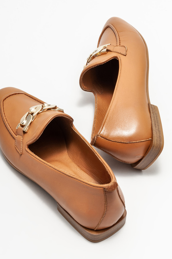 Taba deri kadın loafer - Elle Shoes