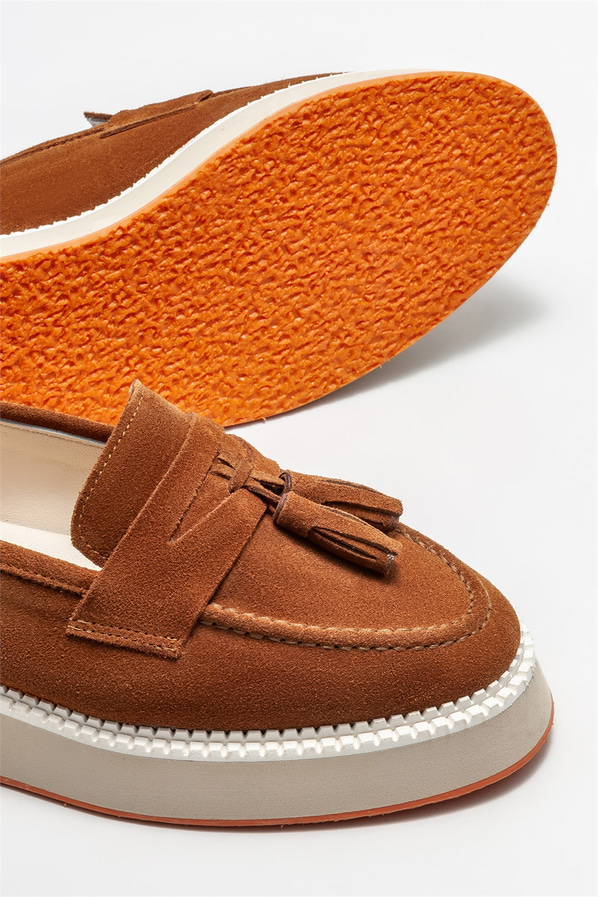 Taba deri kadın loafer - Elle Shoes