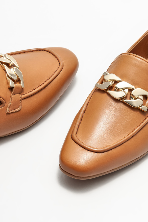 Taba deri kadın loafer - Elle Shoes
