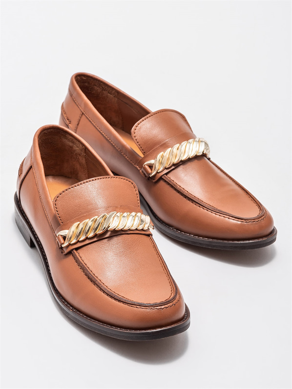 Taba Deri Kadın Loafer