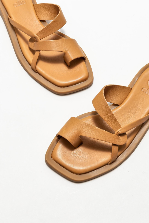 Taba deri kadın terlik - Elle Shoes