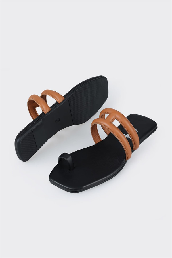 Taba deri kadın terlik - Elle Shoes
