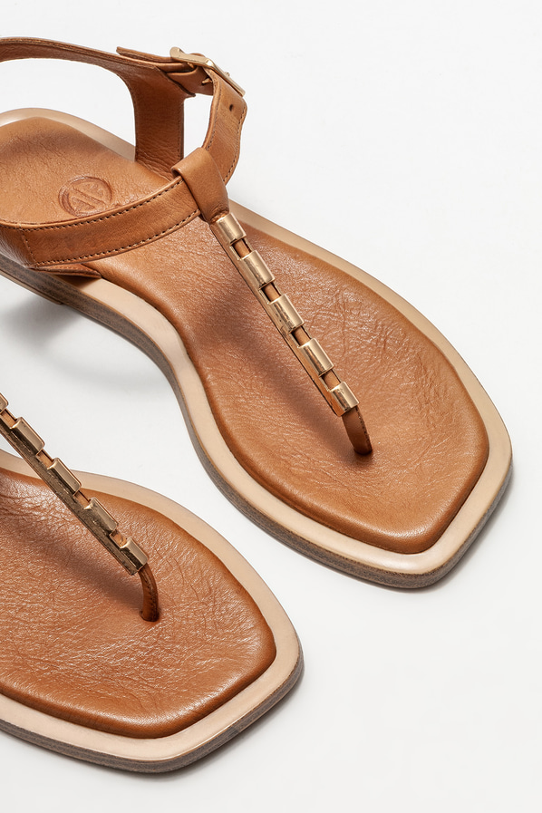 Taba deri kadın sandalet - Elle Shoes