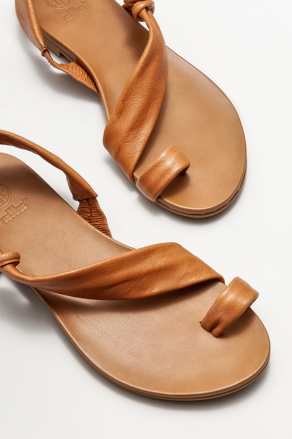 Taba deri kadın sandalet - Elle Shoes