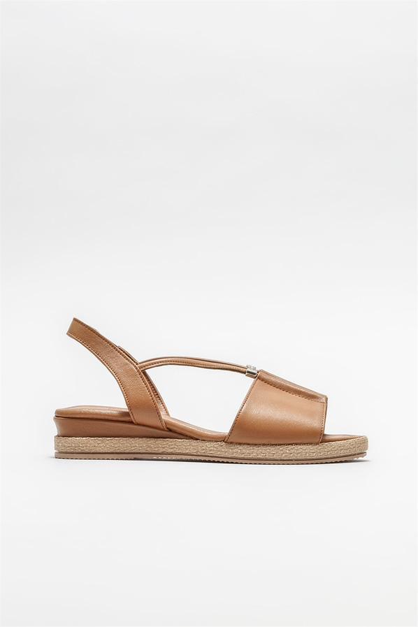 Taba deri kadın sandalet - Elle Shoes