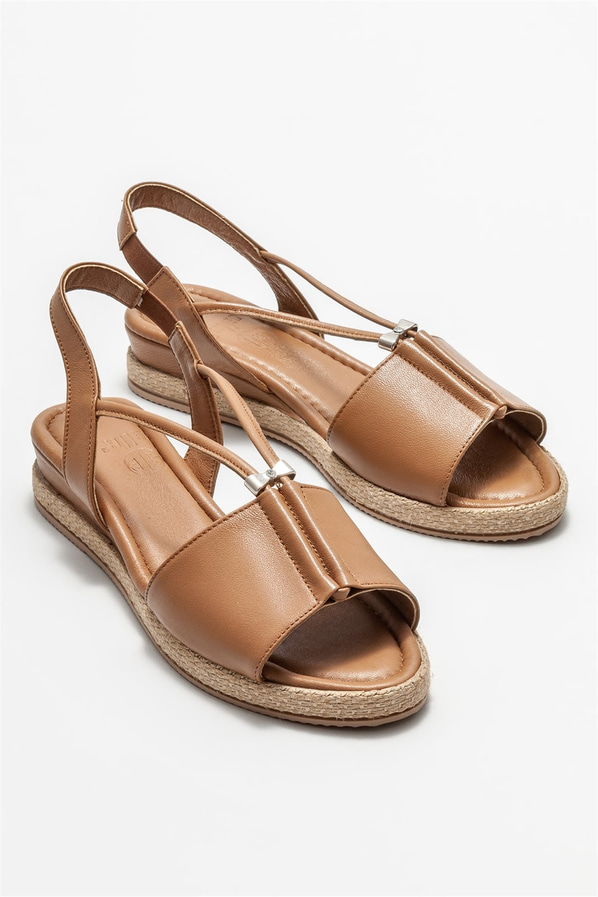 Taba deri kadın sandalet - Elle Shoes