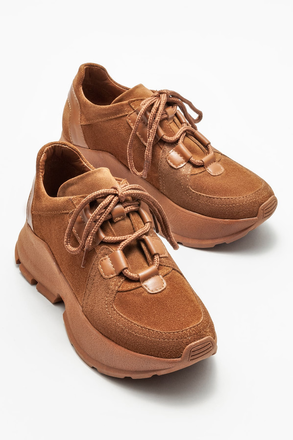 Taba deri kadın spor ayakkabı - Elle Shoes