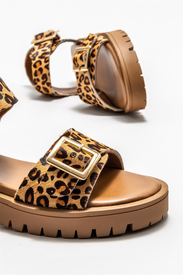 Taba deri kadın sandalet - Elle Shoes