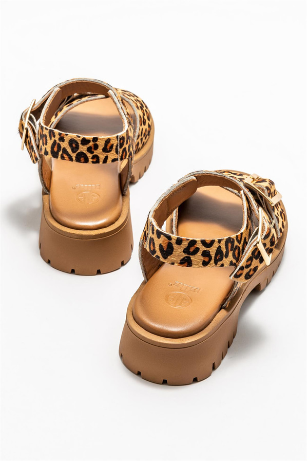 Taba deri kadın sandalet - Elle Shoes