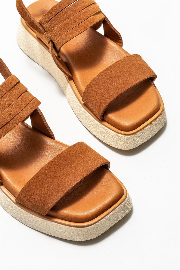 Taba deri kadın sandalet - Elle Shoes