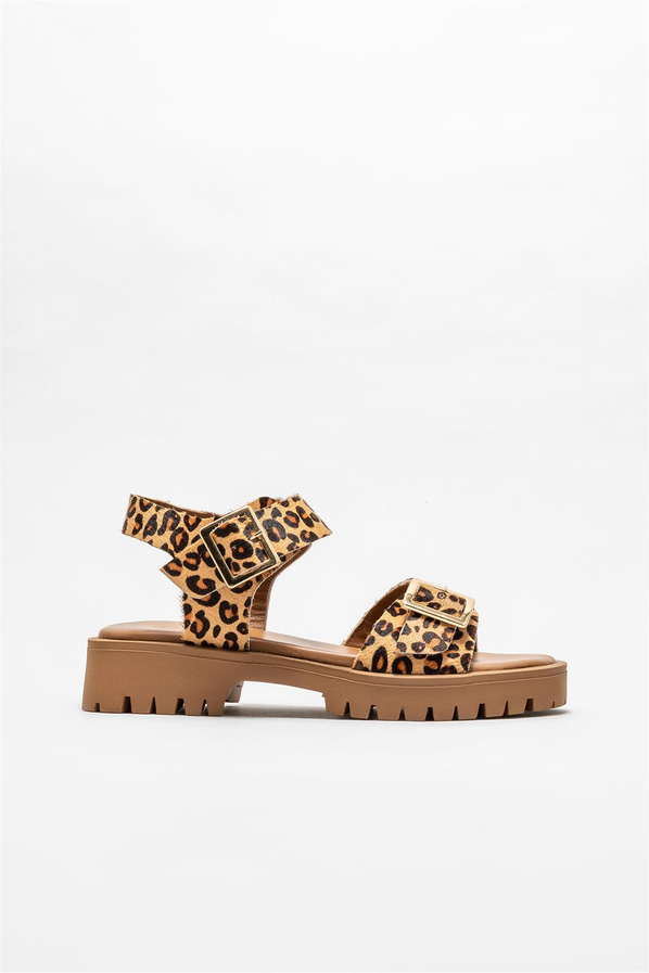 Taba deri kadın sandalet - Elle Shoes
