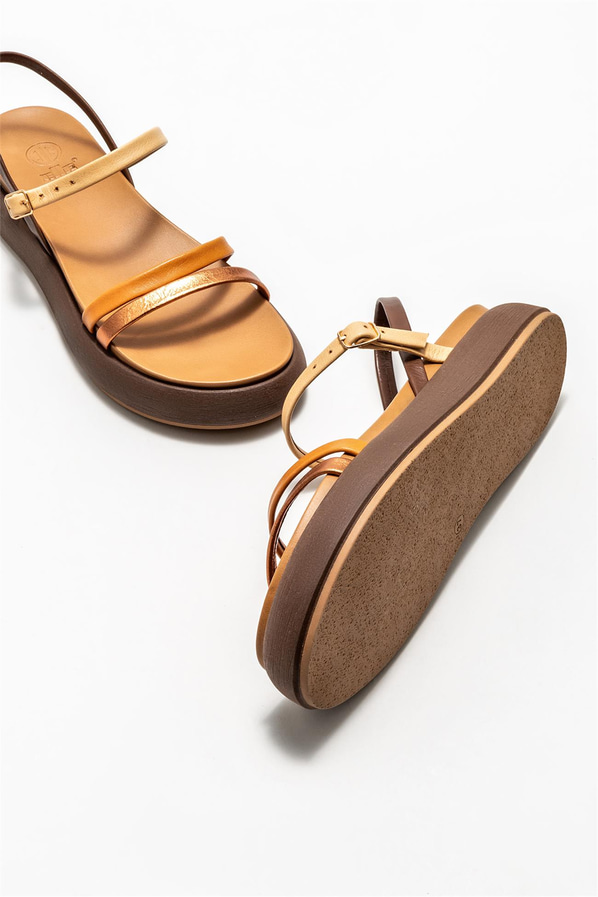 Taba deri kadın sandalet - Elle Shoes