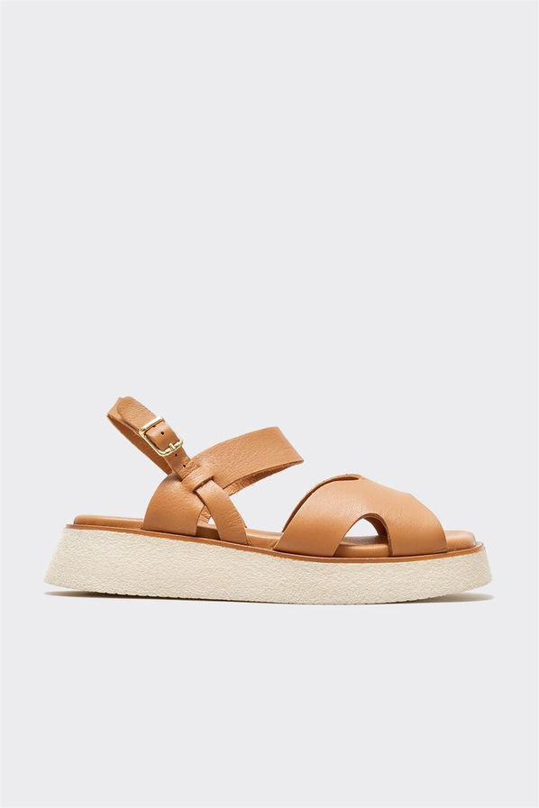 Taba deri kadın sandalet - Elle Shoes