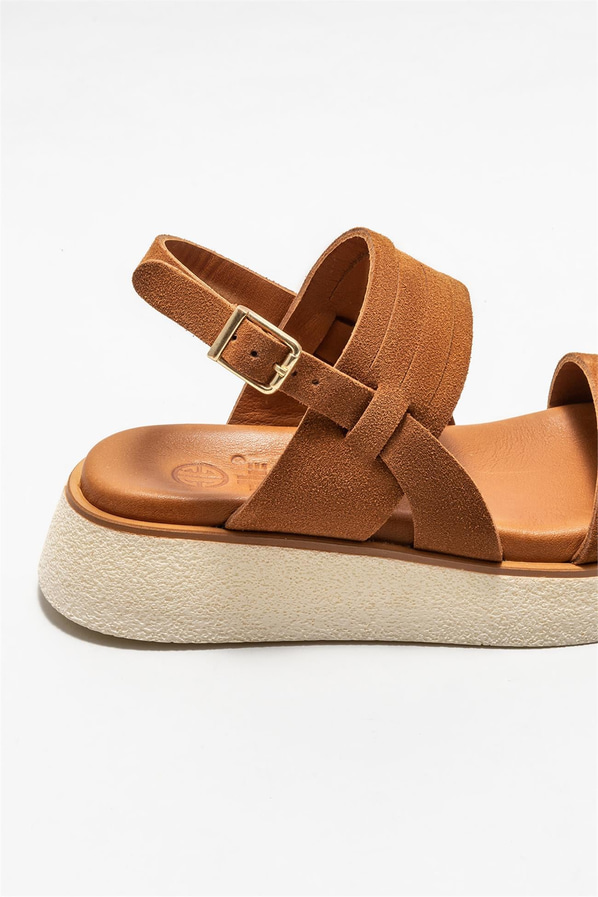 Taba deri kadın sandalet - Elle Shoes