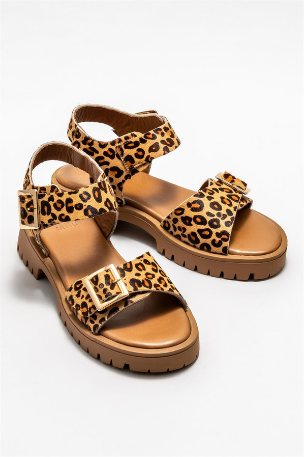 Taba deri kadın sandalet - Elle Shoes
