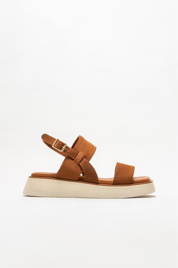 Taba deri kadın sandalet - Elle Shoes