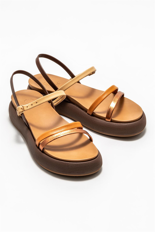 Taba deri kadın sandalet - Elle Shoes