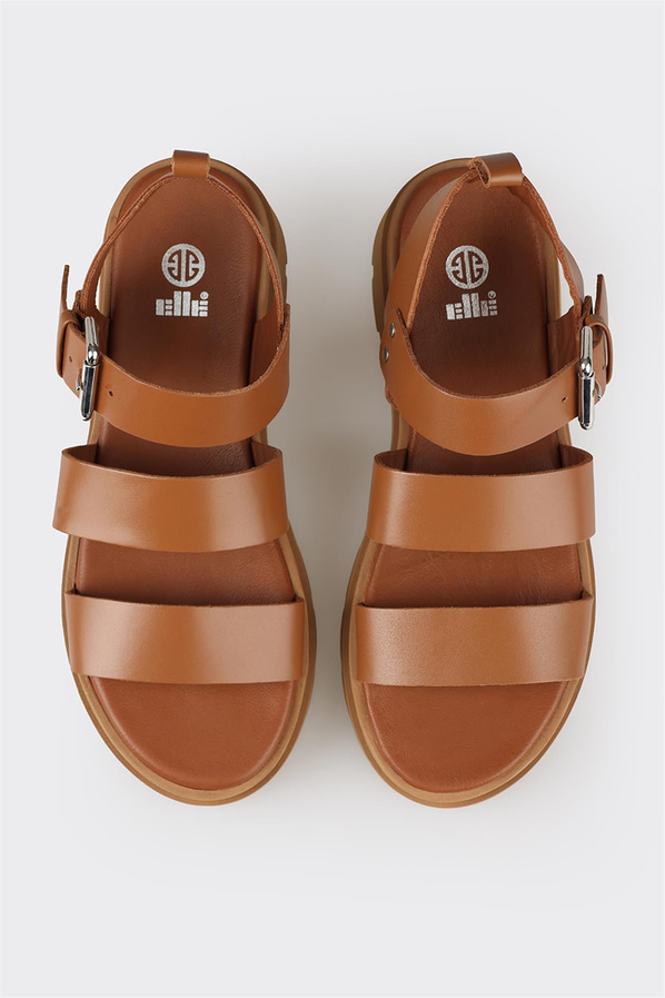 Taba deri kadın sandalet - Elle Shoes