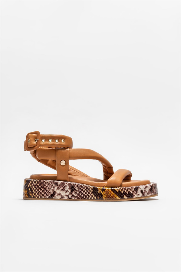 Taba deri kadın sandalet - Elle Shoes