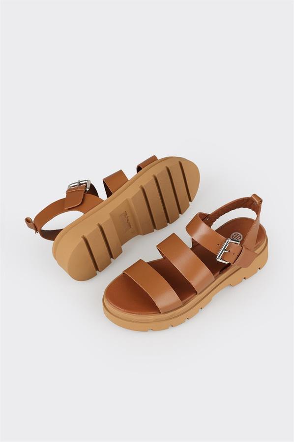 Taba deri kadın sandalet - Elle Shoes