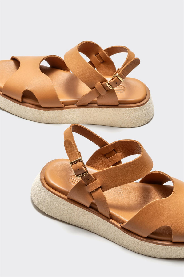 Taba deri kadın sandalet - Elle Shoes