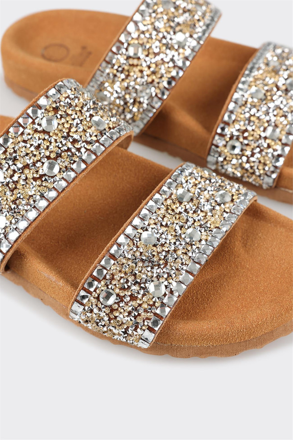 Taba deri kadın düz terlik, rahat kullanım için - Elle Shoes