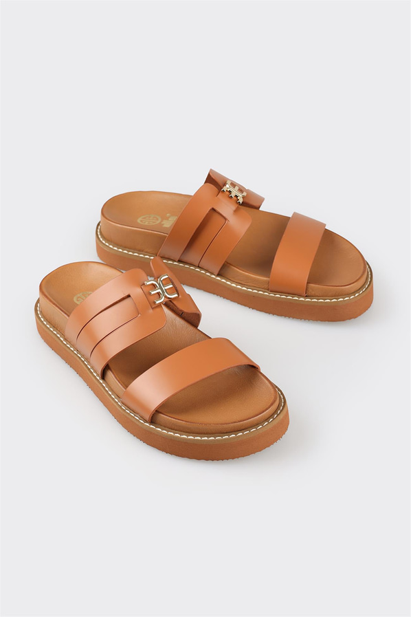 Taba deri kadın terlik - Elle Shoes