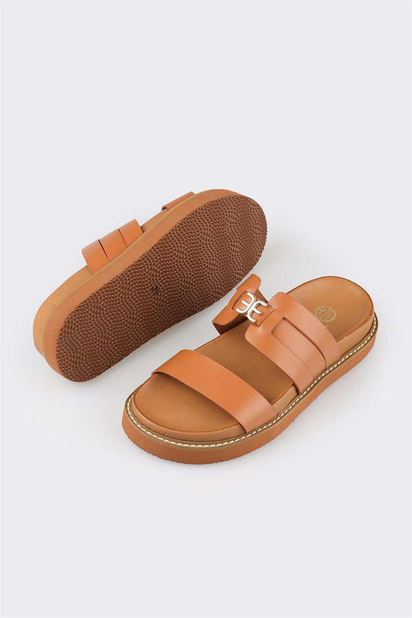 Taba deri kadın terlik - Elle Shoes