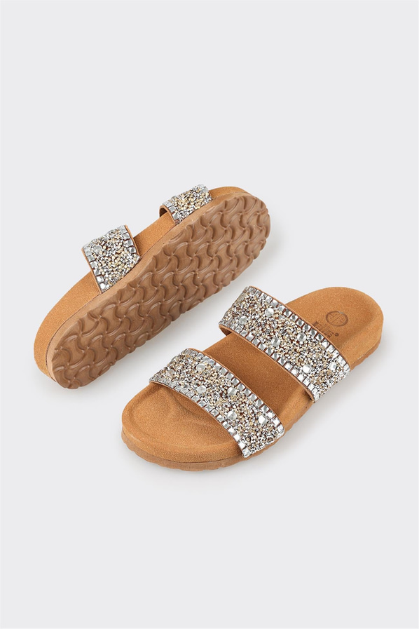 Taba deri kadın düz terlik, rahat kullanım için - Elle Shoes