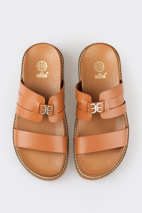 Taba deri kadın terlik - Elle Shoes