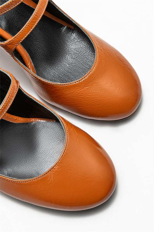 Taba deri topuklu kadın ayakkabı - Elle Shoes
