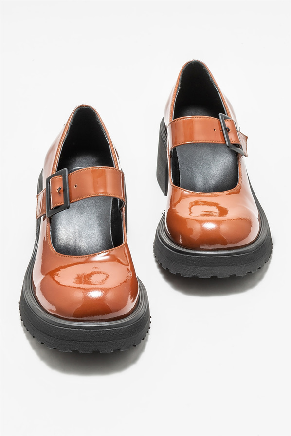 Taba deri topuklu kadın ayakkabı - Elle Shoes