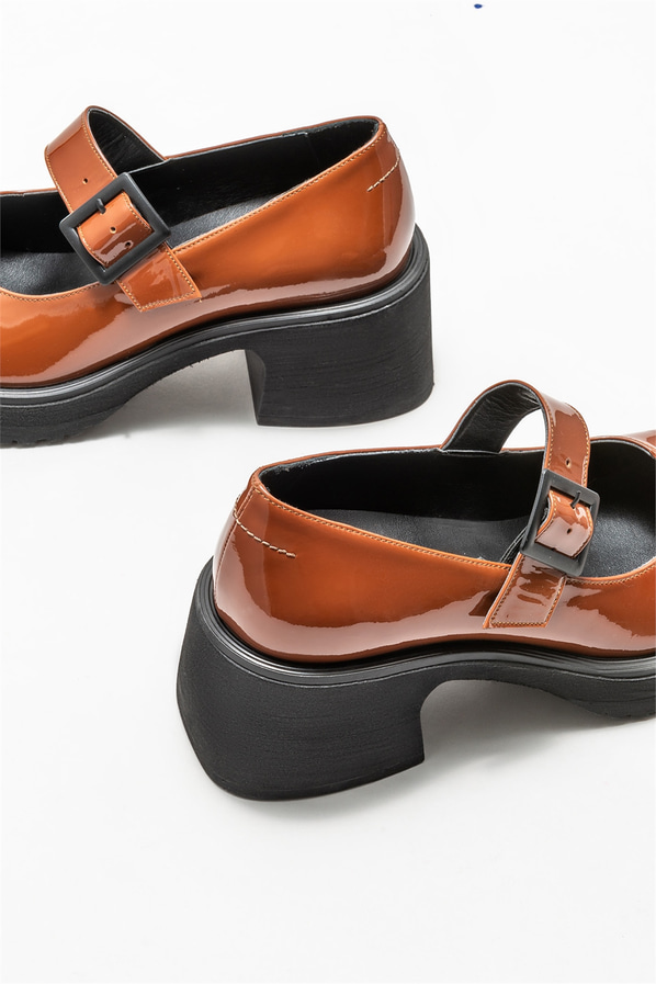 Taba deri topuklu kadın ayakkabı - Elle Shoes