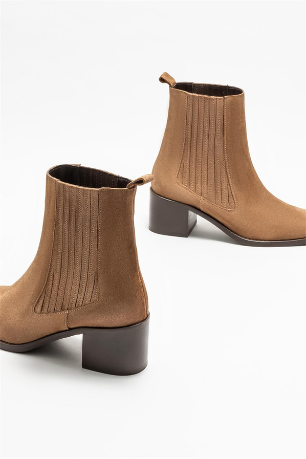 Taba deri topuklu kadın bot - Elle Shoes