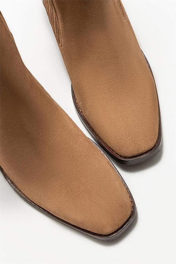 Taba deri topuklu kadın bot - Elle Shoes