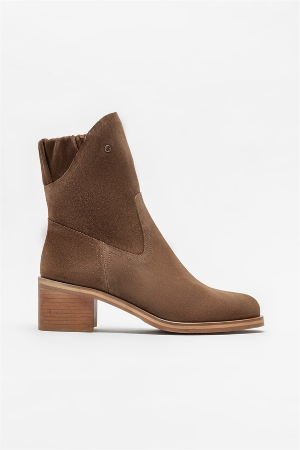 Taba deri topuklu kadın bot - Elle Shoes