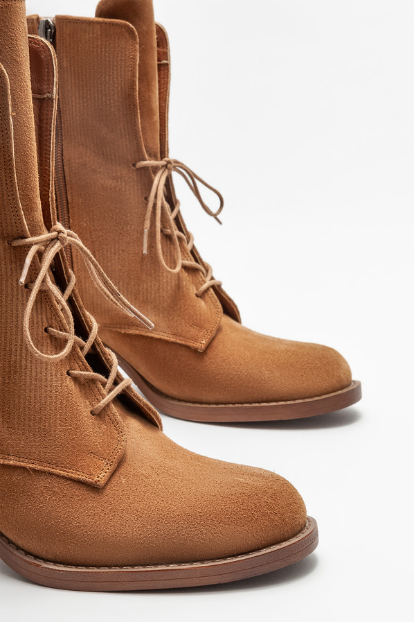 Taba deri topuklu kadın bot - Elle Shoes
