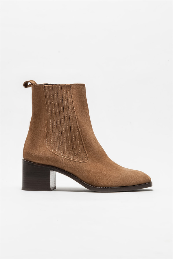 Taba deri topuklu kadın bot - Elle Shoes