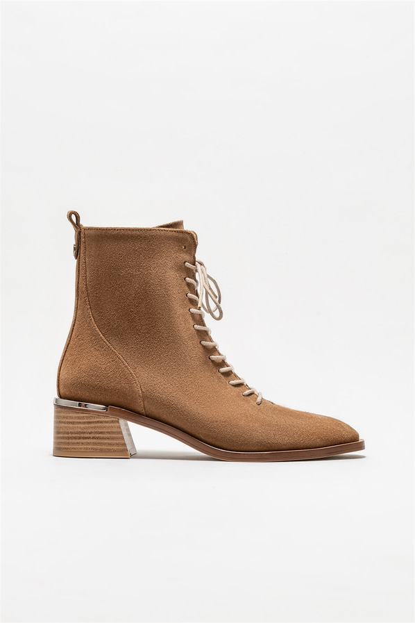 Taba deri topuklu kadın bot - Elle Shoes