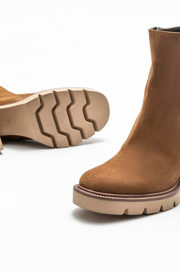 Taba deri topuklu kadın bot - Elle Shoes